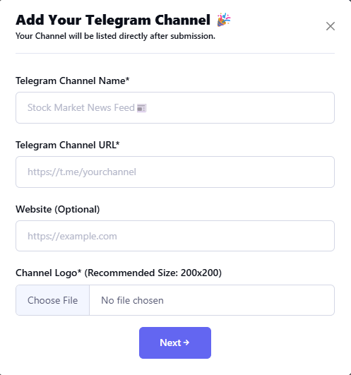 Submit Telegram Channel or Group